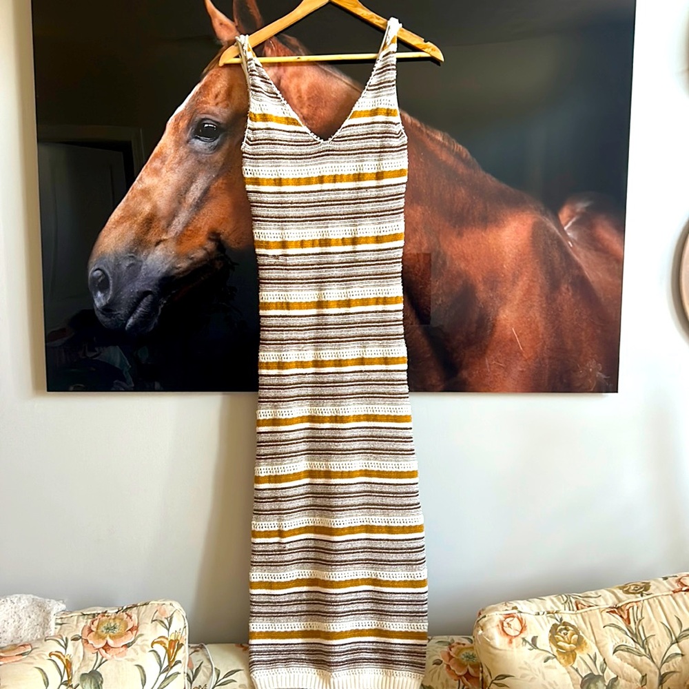 REVOLVE 💕 House of Harlow 1960 knitted maxi stripe dress small NWT metallic